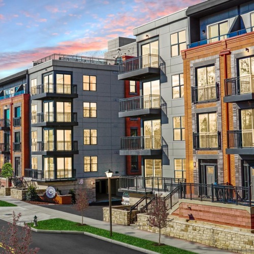 Settle into comfort at Crescent at Chevy Chase a multi-story building with a courtyard